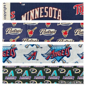 MLB RARE Vintage Minnesota Twins, SD San Diego Padres, Anaheim Angels, or Arizona Diamondbacks Baseball, 100% Cotton Fabric, New