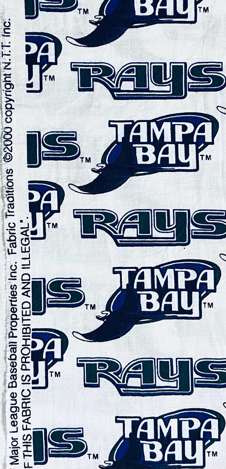 Tampa Rays Pattern MLB VINTAGE Tampa Bay TB Devil Rays Baseball, 100% Cotton Fabric, 58 ...
