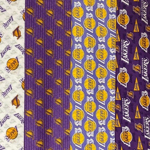 NBA LA Los Angeles Lakers Basketball, 4 Patterns Designs, 100% Cotton Fabric, Widths are 44 Inches, New