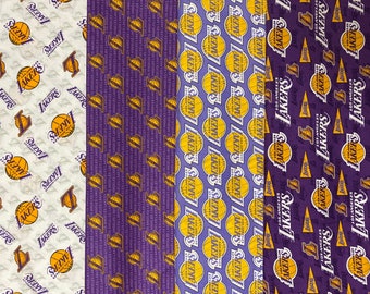 NBA LA Los Angeles Lakers Basketball, 4 Patterns Designs, 100% Cotton Fabric, Widths are 44 Inches, New