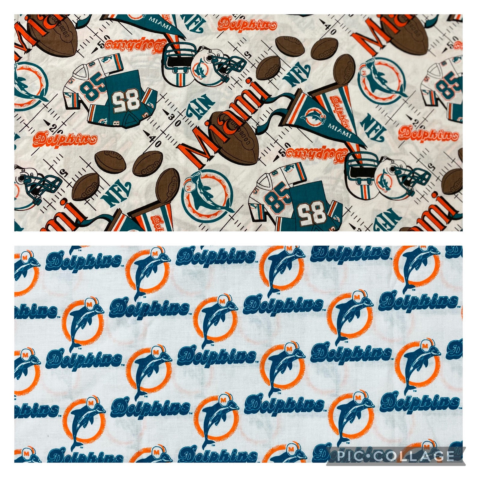RARE NFL Miami Dolphins Football Vintage 100 Cotton Fabric Etsy