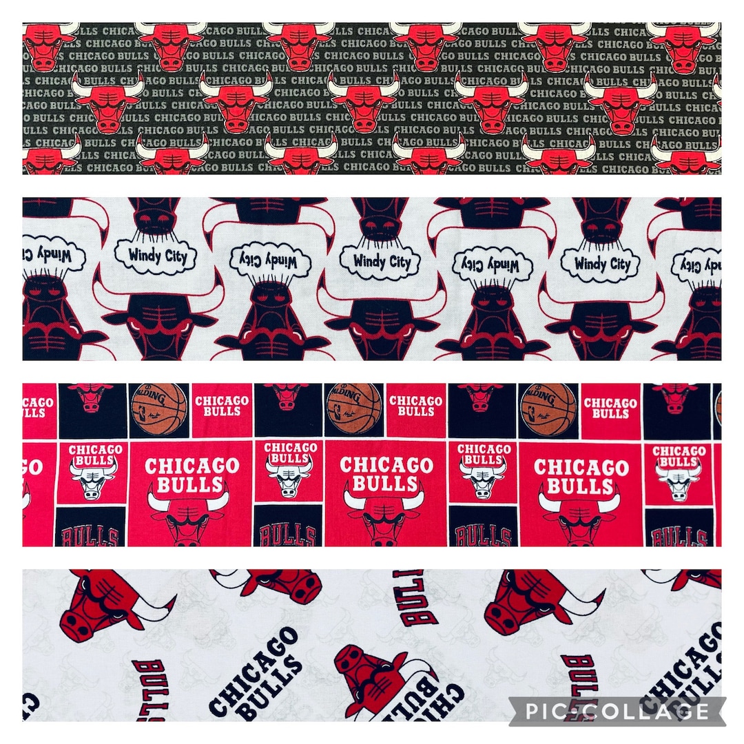 Blue Bulls Pattern NBA Chicago Bulls Basketball, 4 Patterns / Designs, 100% Cotton Fabric ...