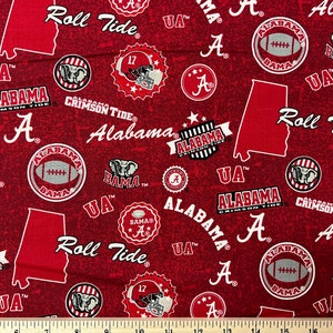 NCAA College University Fabrics, Alabama Crimson Tide, 100% Cotton ...