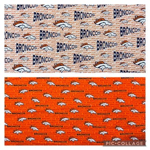 Denver Broncos NFL Football, Vintage 1999 White or Mini Print Orange, 100% Cotton Fabric, Widths are 56”/57”, New
