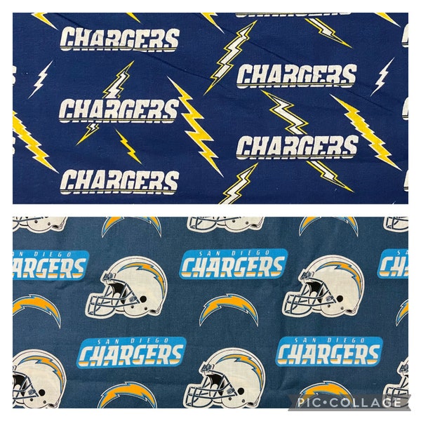 NFL Rare Los Angeles LA, San Diego Sd Chargers Football, Vintage 1994 or 2007 Design, 100% Cotton Fabric, Both are OOP (Out Of Print) New