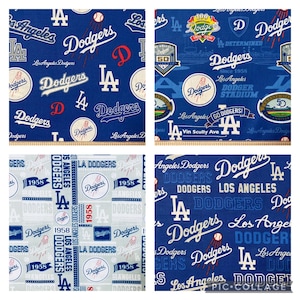 Los Angeles LA Dodgers MLB Baseball, 4 Patterns / Designs, 100% Cotton Fabric, Widths are 44”, New