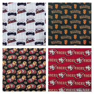 Vintage NFL San Francisco 49ers Football or Vintage MLB SF Giants Baseball, 100% Cotton Fabric, New