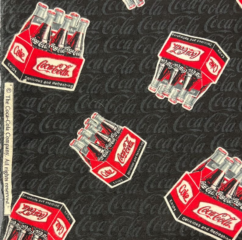 Coca Cola Coke, VINTAGE and RARE, Widths Are 43”, 100% Cotton Fabric ...