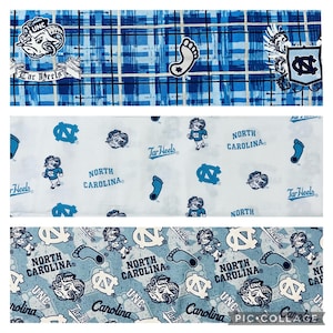 University Of North Carolina Tarheels, UNC, NCAA College, 3 Patterns/Designs, Widths are 43”, 100% Cotton Fabric, New