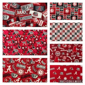 NCAA College University fabrics, Alabama Crimson Tide, 100% Cotton Fabric, New
