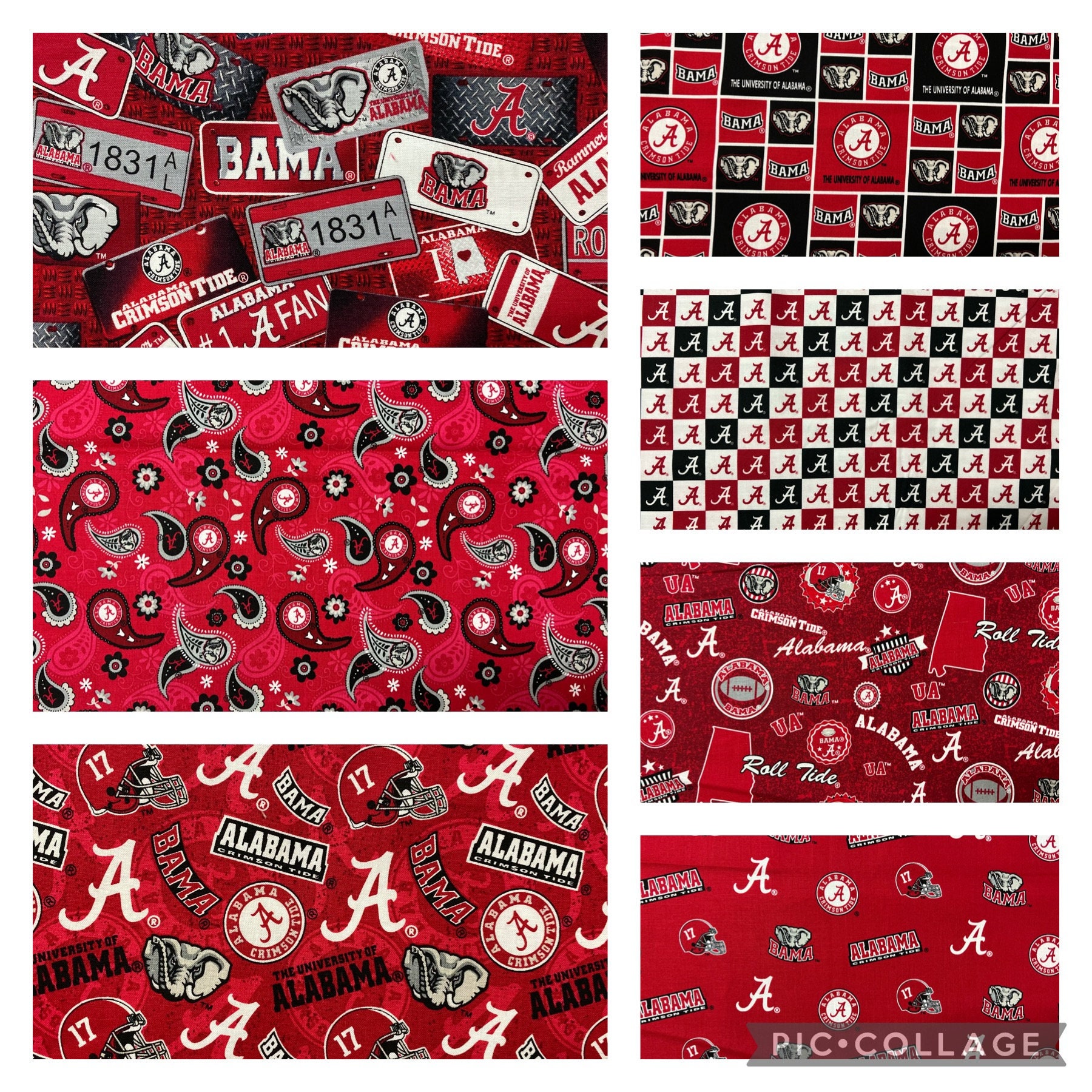 NCAA College University Fabrics, Alabama Crimson Tide, 100% Cotton ...