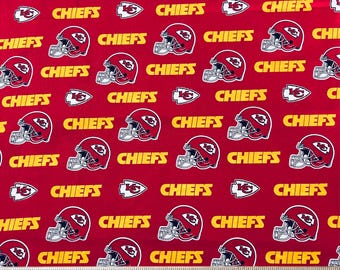 NFL KC Kansas City Chiefs Football, 100% Cotton Fabric, Widths are 57”, New