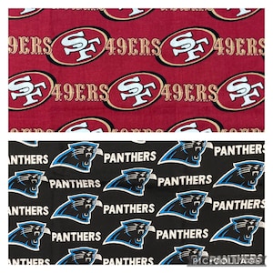 NFL San Francisco SF 49ers or Carolina Panthers Football, Cotton Fabric, Remnants, New