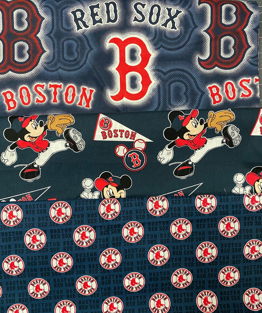 Mlb Team Patterns Boston Red Sox MLB Baseball, 3 Patterns / Designs, 100% Cotton Fabric ...