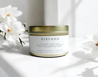 NIRVANA | Sea Salt & Orchid | Coconut Soy Wax Candle | Vibe - Tranquil | Calming | Floral
