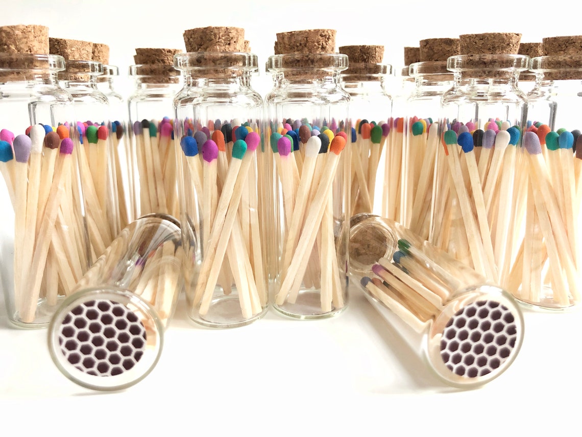 MATCHES Matchstick Jar Strike On Bottle Glass Vial Etsy