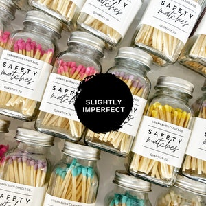 SLIGHTLY IMPERFECT Match Jars | Small Flaws | Matchstick Jar | Strike On Bottle | Glass Vial | Colored Safety Matches