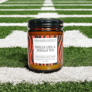 BENGALS CANDLE | Blood Orange Spice Ginger | Coconut Soy Wax Candle | Smells Like A Bengals Win | Cincinnati Bengals