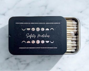 MATCHES | Large Matchstick Tin | Striker on bottom | Candle Accessories | Colored Safety Matches