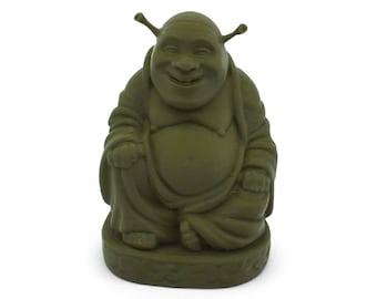 Estatua de Shrek Buda impresa en 3D para oficina, dormitorio o residencia estudiantil.