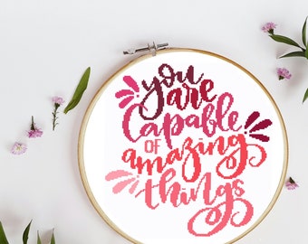 You Are Capable - Cross Stitch Pattern (PDF)