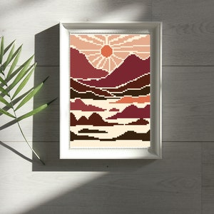 Peachy Sunset Cross Stitch Pattern