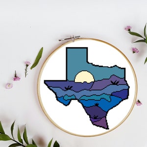Patrón de punto de cruz de la noche de Texas