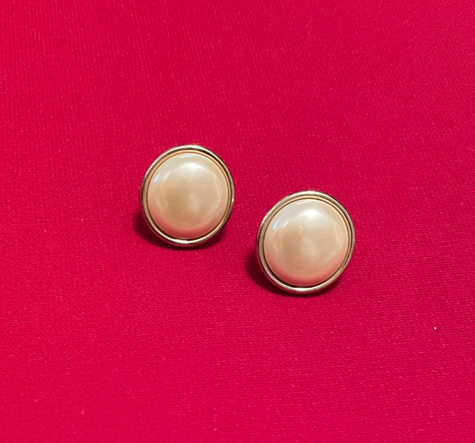 Small Pearl Button Clip on Earrings Etsy