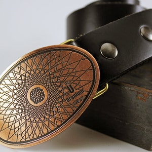 Uranium 238  Belt Buckle -SOLID METAL- Choose Copper, Brass, Nickel Silver