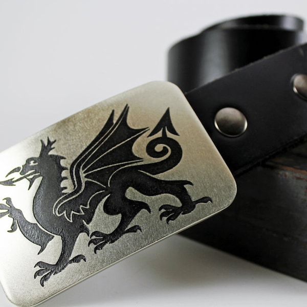 Welsh Flag Dragon Belt Buckle -SOLID METAL- Choose Copper, Brass, Nickel Silver  -Y Ddraig Goch