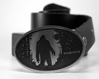 Bigfoot SASQUATCH Belt Buckle -SOLID METAL- Choose Copper, Brass, Nickel Silver