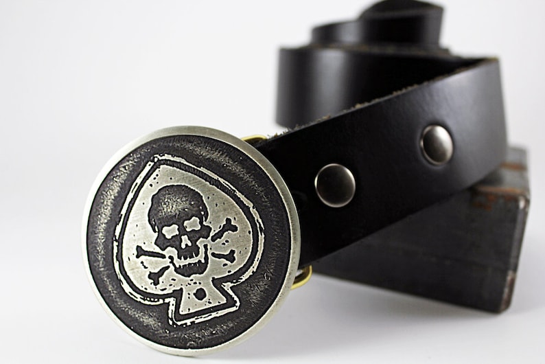 SOLID METAL Ace of Spades Belt Buckle Choose Copper Nickel Silver Brass