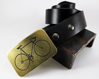 Bike/Bicycle Belt Buckle -SOLID METAL- Choose Copper, Brass, Nickel Silver