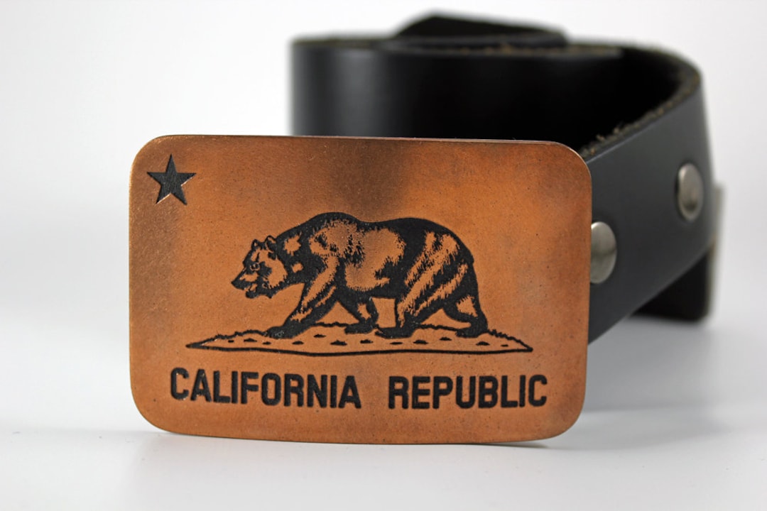 California Flag Belt Buckle -SOLID METAL- Choose Copper, Brass