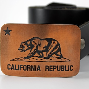 California Flag Belt Buckle -SOLID METAL- Choose Copper, Brass, Nickel Silver