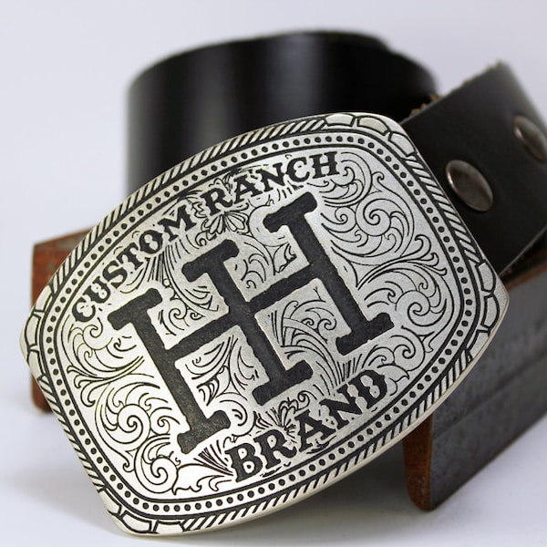 CUSTOM RANCH BRAND Belt Buckle- Solid Metal- Copper, Brass, Nickel Silver !!Fast Delivery!!