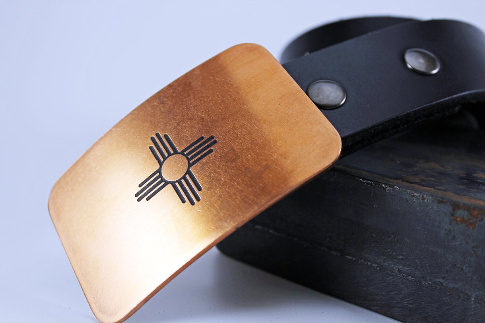 New Mexico Flag ZIA Belt Buckle SOLID METAL Choose Copper Etsy