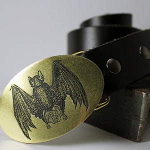 Vampire Bat Belt Buckle -SOLID METAL- Choose Copper, Brass, Nickel Silver