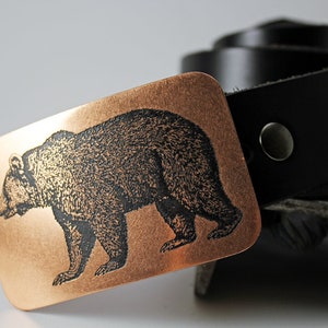 Bear Belt Buckle -SOLID METAL- Choose Copper, Brass, Nickel Silver