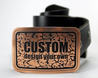 DESIGN YOUR OWN Custom Belt Buckle- Solid Metal- Copper, Brass, Nickel Silver        !!Fast Delivery!!