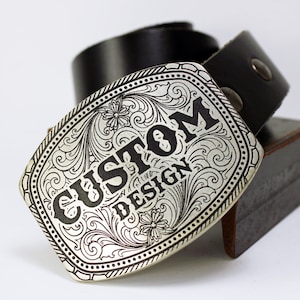 DESIGN YOUR OWN Custom Belt Buckle Solid Metal Copper, Brass, Nickel Silver Fast Delivery image 1