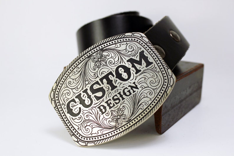 DESIGN YOUR OWN Custom Belt Buckle Solid Metal Copper, Brass, Nickel Silver Fast Delivery image 1