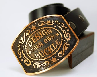 DESIGN YOUR OWN Custom Belt Buckle- Solid Metal- Copper, Brass, Nickel Silver !!Fast Delivery!!