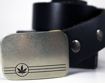 Cannabis Leaf Belt Buckle, Pot Head Gift, Silver Western  display picture 3