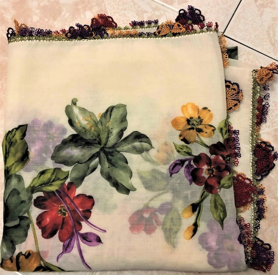 Turkish OYA scarf butterfly pattern needle hand wo