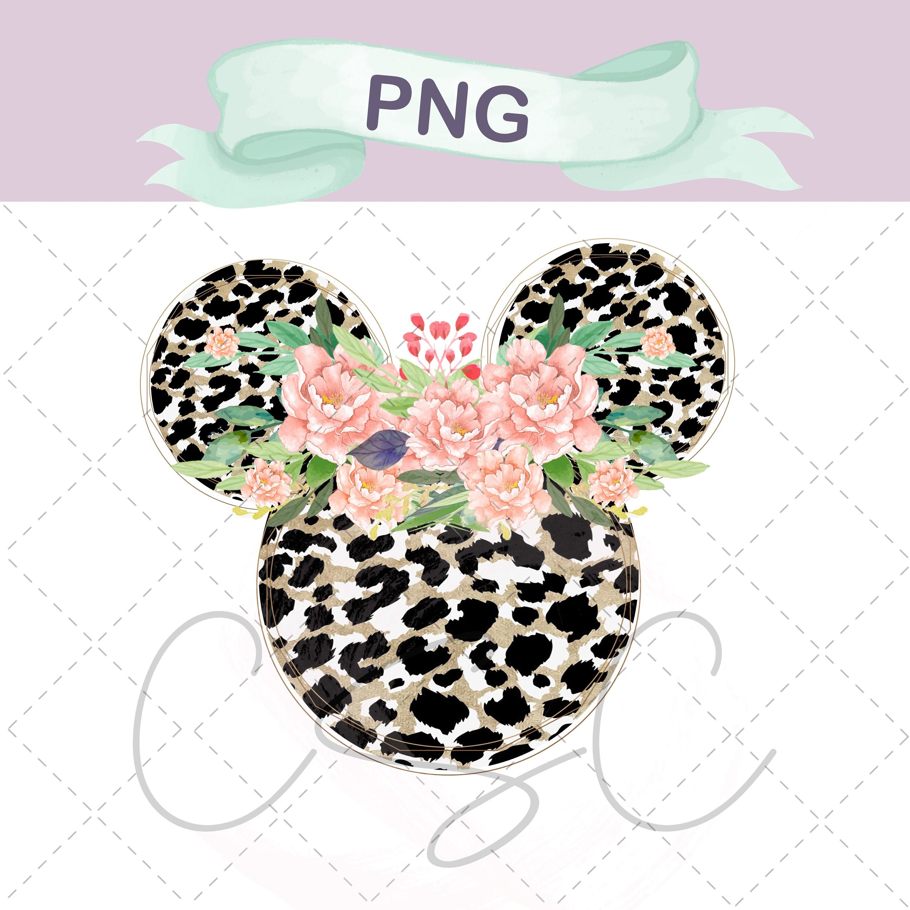 Minnie Mouse Floral/Minnie Cheetah/ Mouse/Cheetah/ PNG/ Digital image…