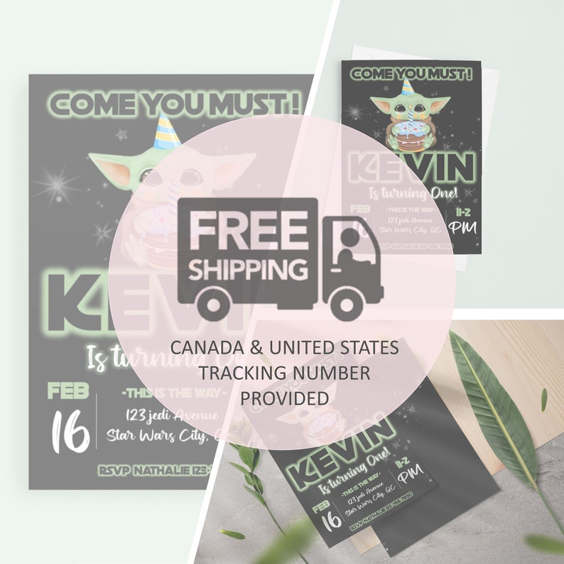 Custom Printed and cut Baby Yoda Birthday Invitations Yoda Birthday InvitationsPRINTSCute KidsFree Shipping