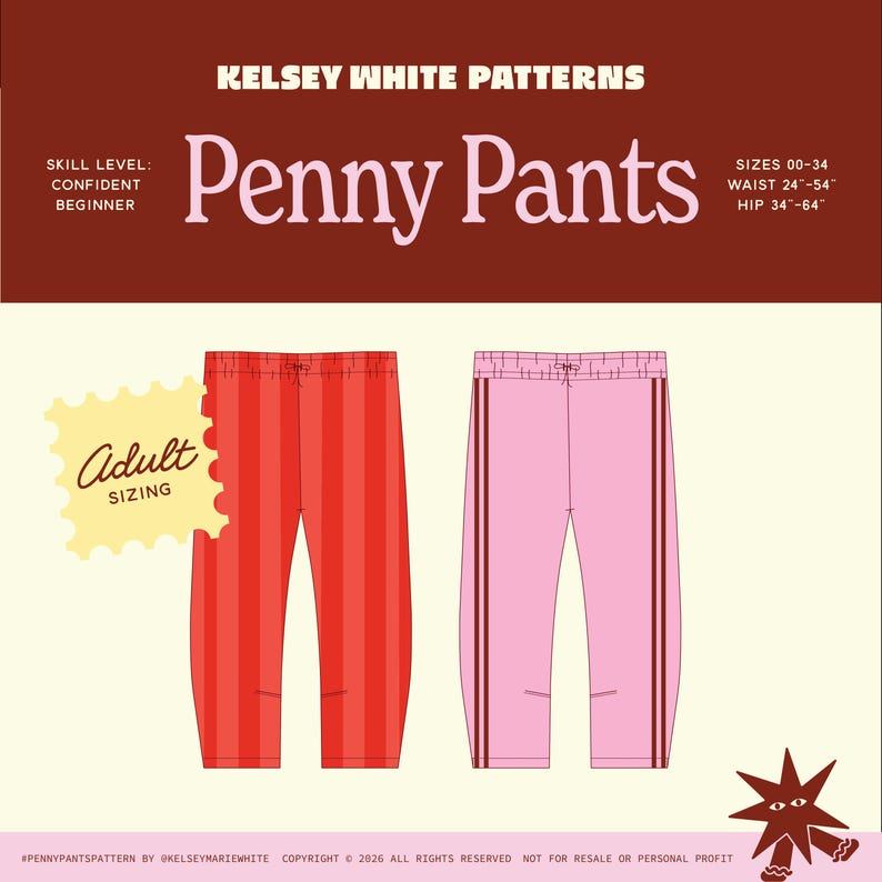 Penny Pants PDF Sewing Pattern | Beginner Friendly | Size Inclusive 00 ...