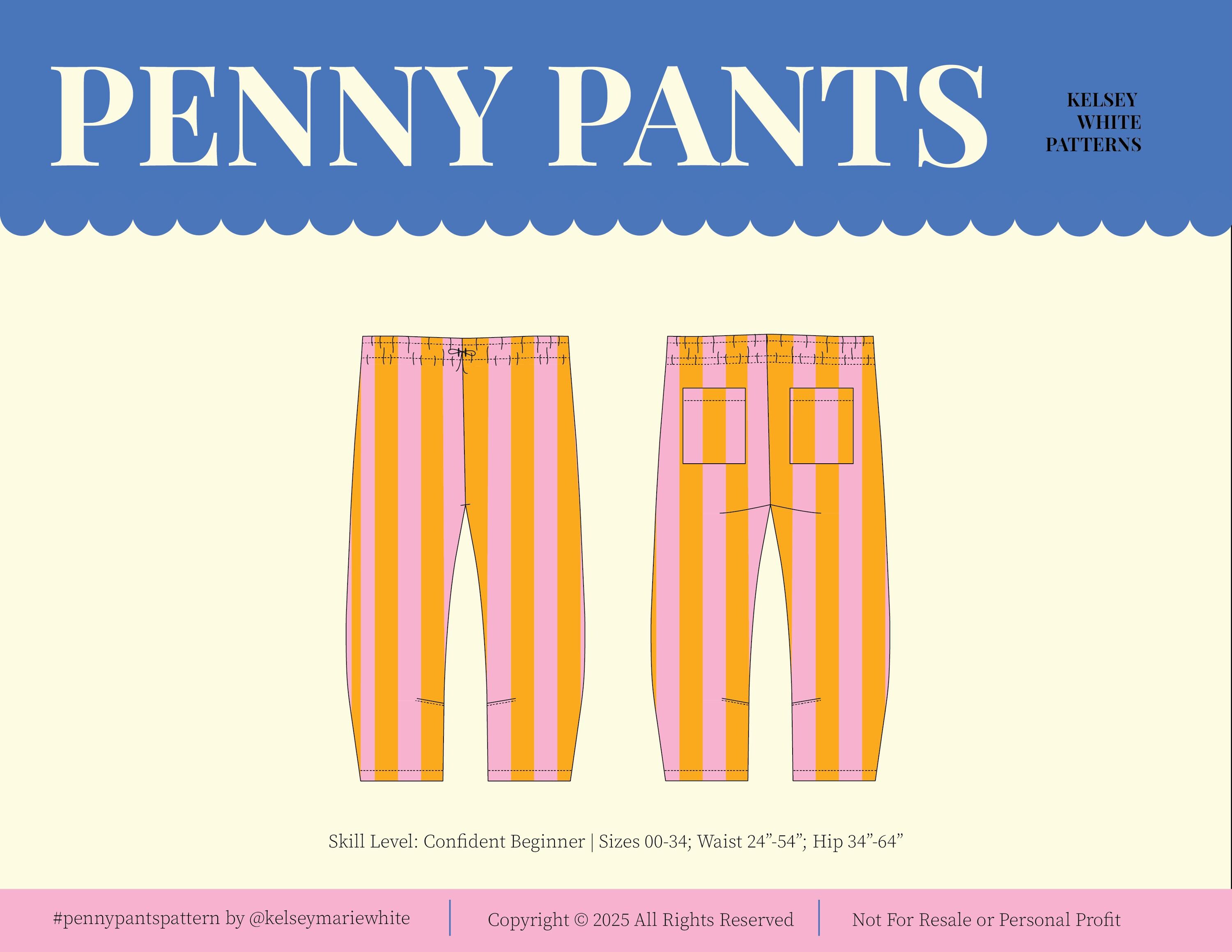 Penny Pants PDF Sewing Pattern | Beginner Friendly | Size Inclusive 00 ...