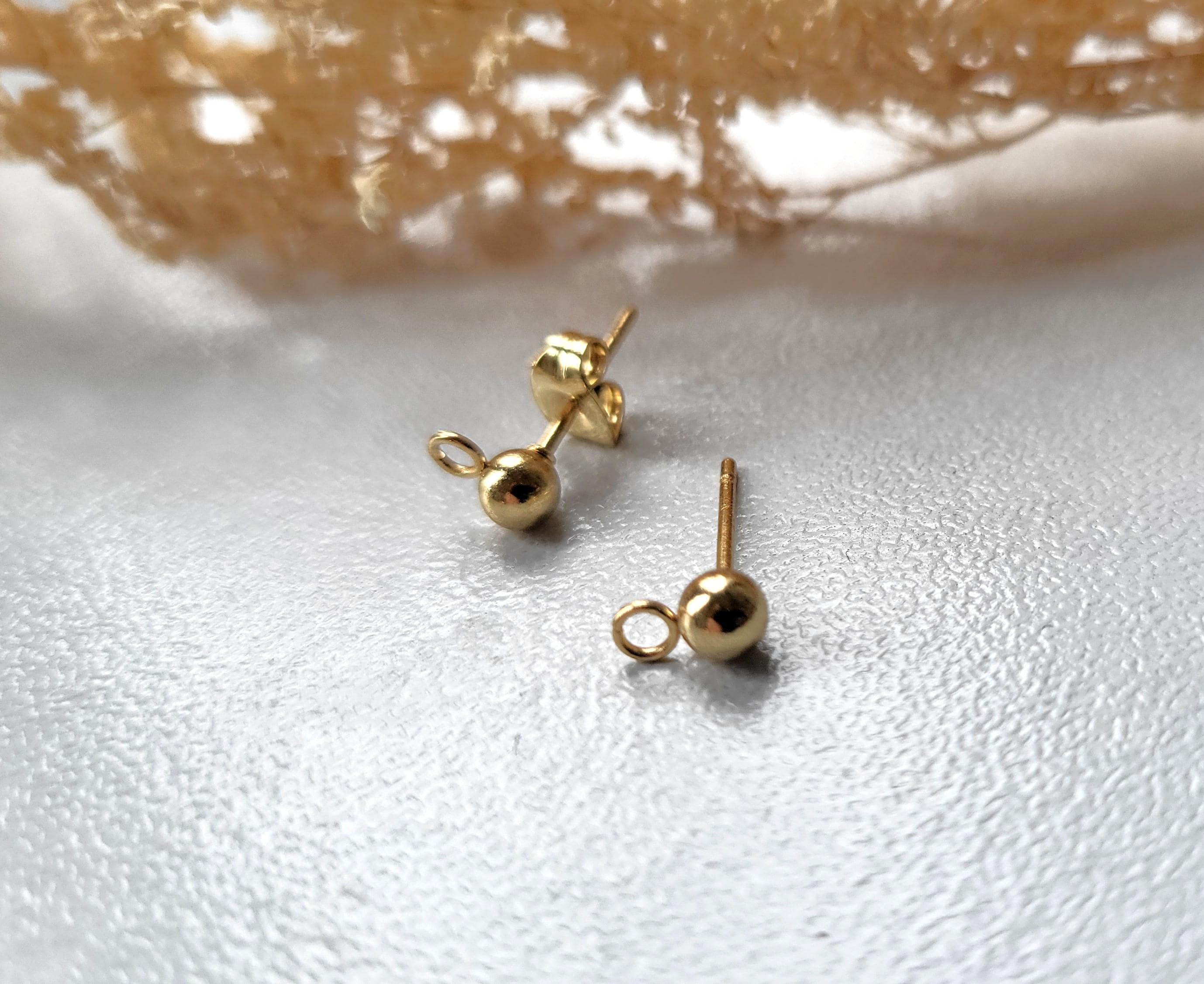 Boucles D'oreilles Clous - Zircone Noire Taille Coussin 10mm - Argent 925 Plaqué Or